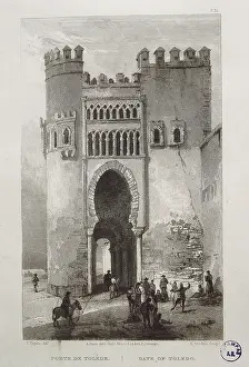 Puerta: Puerta del Sol in Toledo. Litography