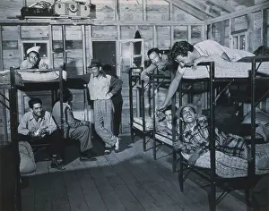 Bunks: Puerto Rican migrant workers in barracks on a