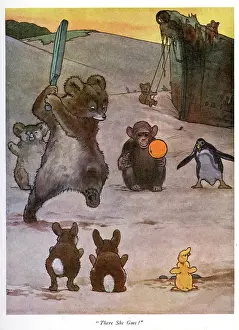 Nesbit: Pug Peter -- animals playing cricket with an orange