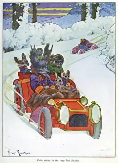 Nesbit: Pug Peter -- animals in a red car