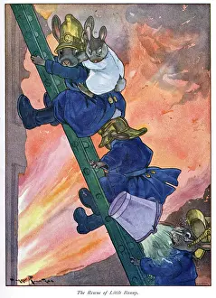Nesbit: Pug Peter -- mouse firemen on a ladder