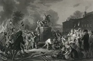 Pulling down the statue of George III by the Sons of Freedom