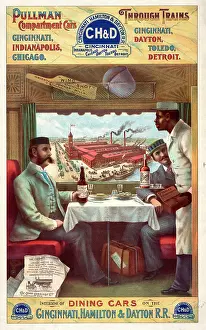 Dayton: Pullman compartment cars through trains -- interior of dinin