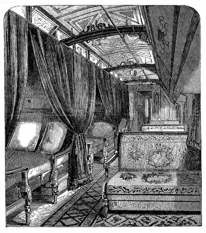 1869: Pullman sleeping car on the Union Pacific Railroad