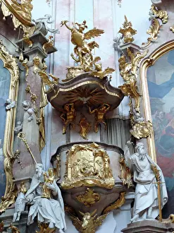 Ettal: Pulpit, Ettal Monastery, Upper Bavaria, Germany