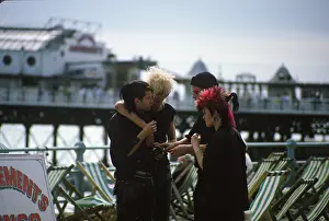 Punks: Punks on Brighton beach 1990s