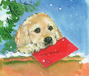 Matthes: Puppy with red letter in its mouth