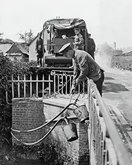 Lowering: Purifying river water for British troops, Western Front, WW1