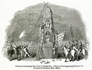 Cheapside: Puritans destroying the Eleanor cross in Cheapside