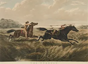 Adventurers: THE PURSUIT, 1856, Nathaniel Currier lithograph