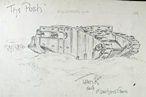 386202: The Push Tank and Machine Guns - German Field Postcard