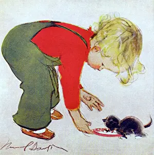 Muriel Dawson Collection: Pussy's Breakfast by Muriel Dawson