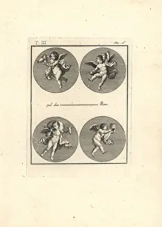 Piroli: Four putti with symbols of Bacchus