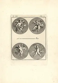 Thyrsus: Four putti with symbols of Bacchus