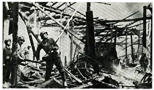 Putting out fire after RAF air raid, Berlin, WW2