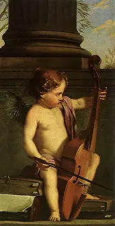 Cupids: Putto playing the Bass Violin