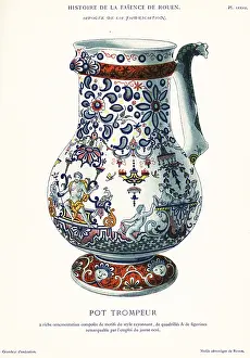 Quadrilles: Puzzle jug in the festoon style, Rouen