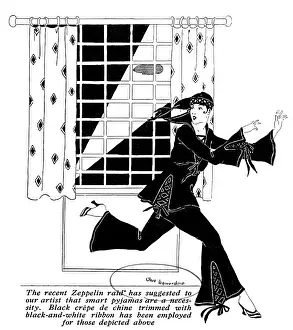 Nightwear: Pyjamas suitable for Zeppelin raids, 1915