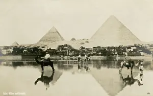 Pyramids: Pyramid complex of Giza from the Nile, Egypt