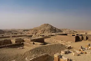 Blue Sky: Pyramid of Unas and mastaba, Saqqara, Egypt