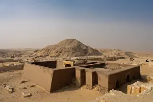 Blue Sky: Pyramid of Unas and mastaba, Saqqara, Egypt