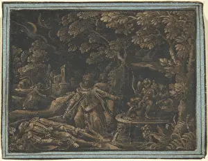 Ill Fated: Pyramus and Thisbe, ca. 1580, Brush and brown
