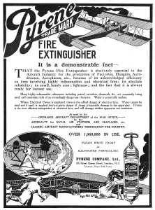 Extinguishers: Pyrene Fire Extinguishers For Hangars & Aeroplanes 1916