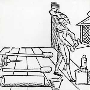 1628: A Pyrotechnist, Artificer or Firework-maker preparing