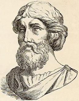 Pythagoras: PYTHAGORAS, printed engraving of the 6th ?