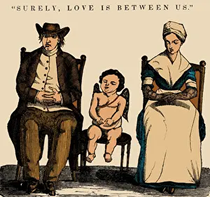 Quaker: Quaker couple sitting with Cupid, 1836