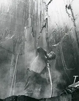Fatal: Quarryman drilling, Penyrorsedd Slate Quarry, North Wales