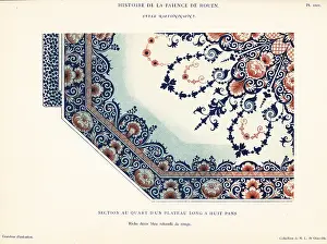 Auguste Le Brument: Quarter section of a long octagonal platter, festoon