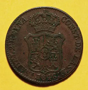 Coin: Three quarters. Copper. Barcelona, sA?a?sA?a?1846. Spain
