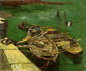 Planks: Quay with Men Unloading Sand Barges, by Van Gogh