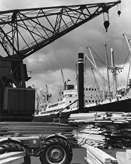 Piles: Quayside scene with large ship, Manchester Docks