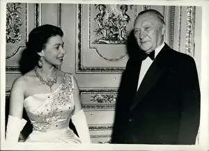 Dines: Queen Elizabeth II and Dr Adenauer at Windsor Castle