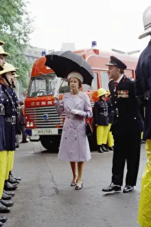 Inspections: Queen Elizabeth II inspecting firefighters
