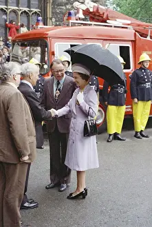 Inspections: Queen Elizabeth II inspecting firefighters