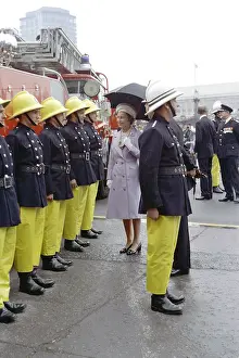 Inspections: Queen Elizabeth II inspecting firefighters