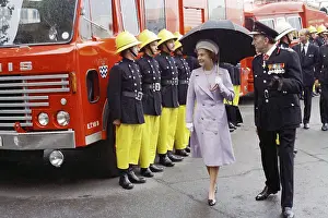 Inspections: Queen Elizabeth II inspecting firefighters