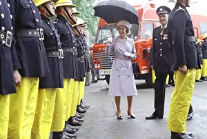 Inspections: Queen Elizabeth II inspecting firefighters
