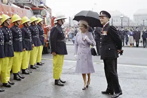Inspections: Queen Elizabeth II inspecting firefighters