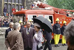 Inspections: Queen Elizabeth II inspecting firefighters