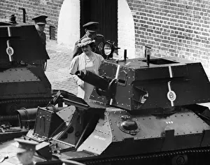 Aldershot: Queen Elizabeth inspects The Queens Bays regiment, 1937