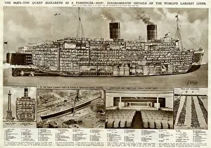 Diagrammatic: Queen Elizabeth passenger ship by G. H. Davis