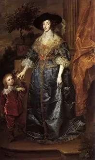 Dyck: Queen Henrietta Maria with Her Dwarf, by Van Dyck