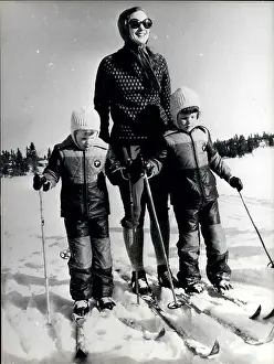Margrethe: Queen Margrethe of Denmark and sons skiing