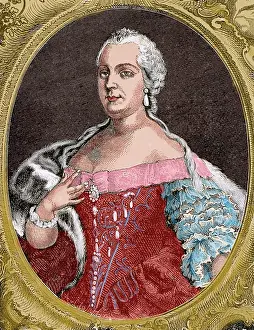 Habsburg: Queen Maria Theresa of Austria (1717-1780). Engraving, 1882