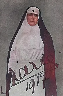 Roumania: Queen Marie of Romania in nurse's uniform, WW1