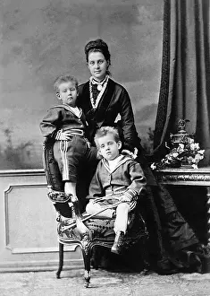 Queen Olga of Greece with her elder sons
